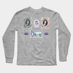 Queen Elizabeth Coronation stamp set Long Sleeve T-Shirt